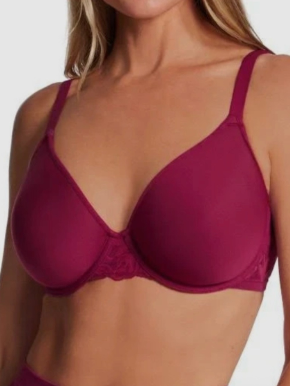 Bali Women's Breathe Lightweight T-Shirt Bra DF7592, Deep Cerise, 34DD, NWT